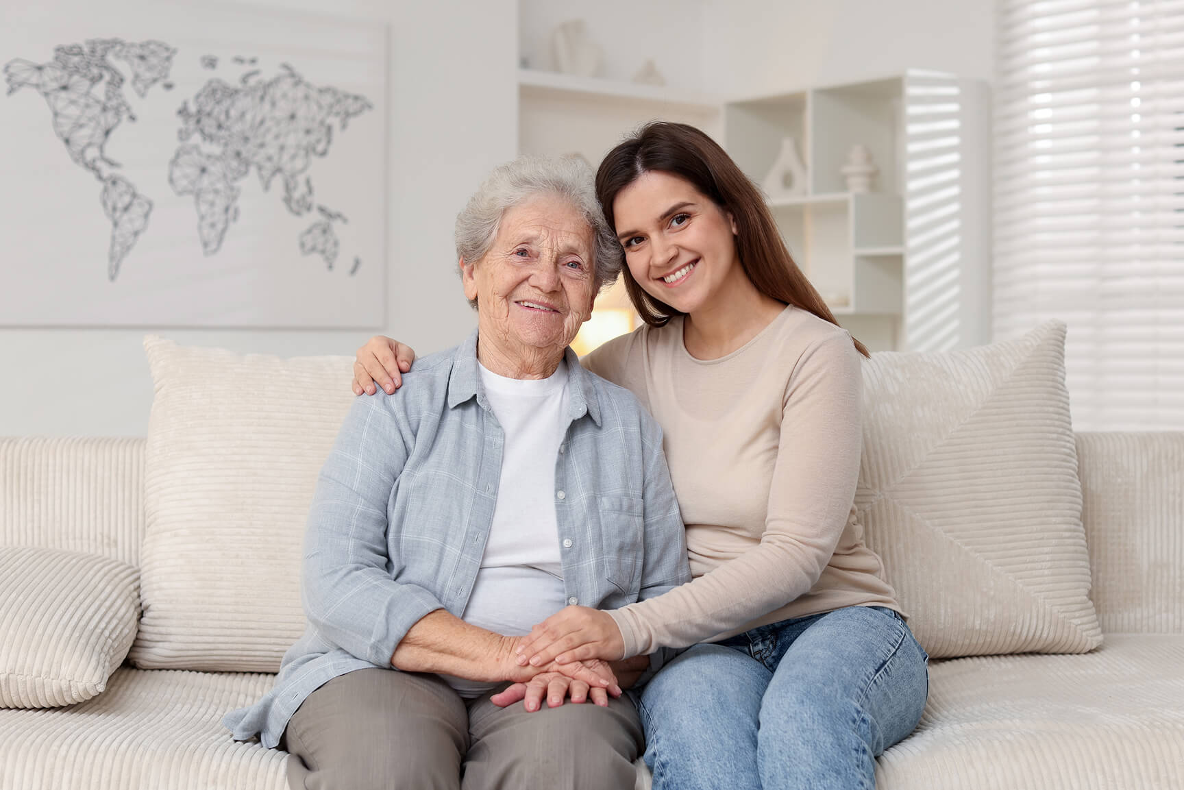 Granddaughter and Grandmother together smiling