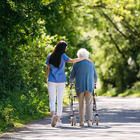 People walking down a path